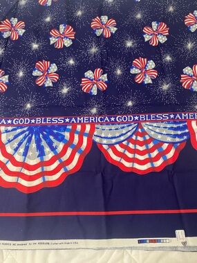 Patriotic Fabric 28”x 60- 'God Bless America' in Navy Blue